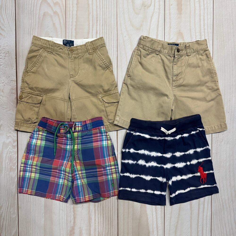 Lot of 4 Polo Ralph Lauren Toddler Boys 5/5T Swim Trunks Cargo Shorts Preppy